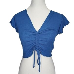 Wild Honey Blue Ruched Crop Top
